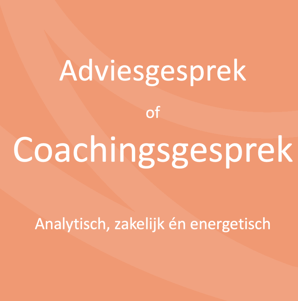 Adviesgesprek of coachingsgesprek. Analytisch, zakelijk en energetisch.