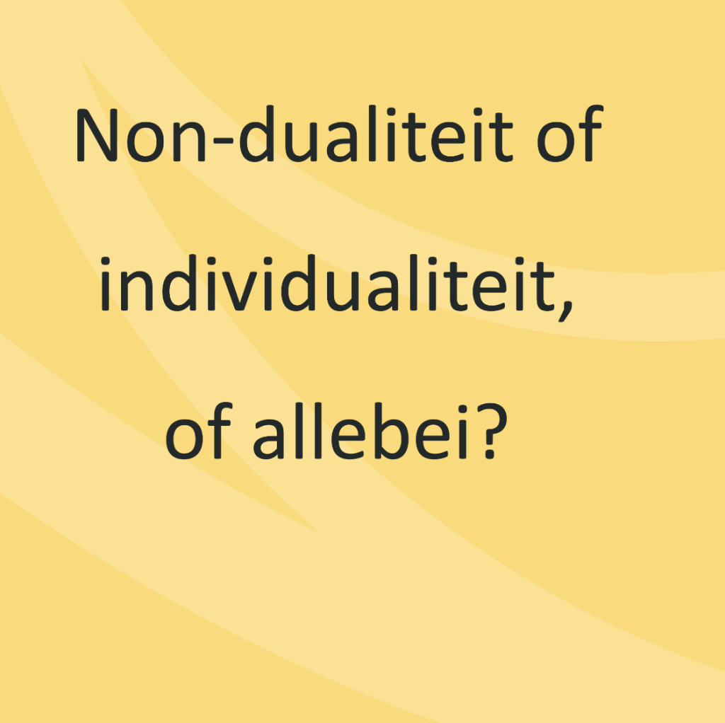 Non-dualiteit of individualiteit, of allebei? Lead a normal life