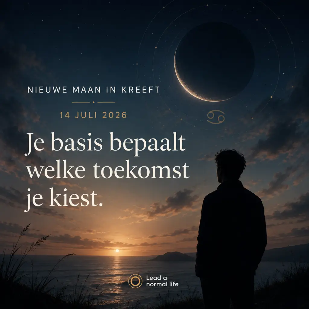 Nieuwe maan in Kreeft | 14 juli 2026 Je basis bepaalt welke toekomst je kiest. Lead a normal life