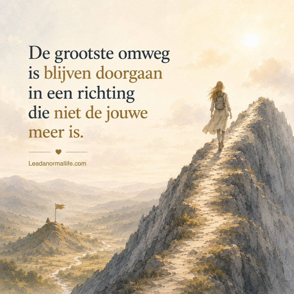 De grootste omweg is blijven doorgaan in een richting die niet de jouwe meer is. Leadanormallife.com