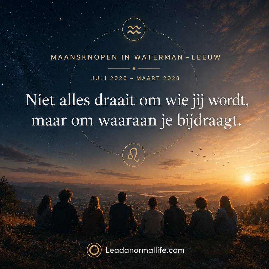 Maansknopen in Waterman - Leeuw | Juli 2026 - maart 2028 | Niet alles draait om wie jij wordt, maar om waaraan je bijdraagt. Leadanormallife.com